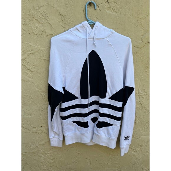 Adidas black and white trefoil logo hoodie sweatshirt sz s - Picture 1 of 5